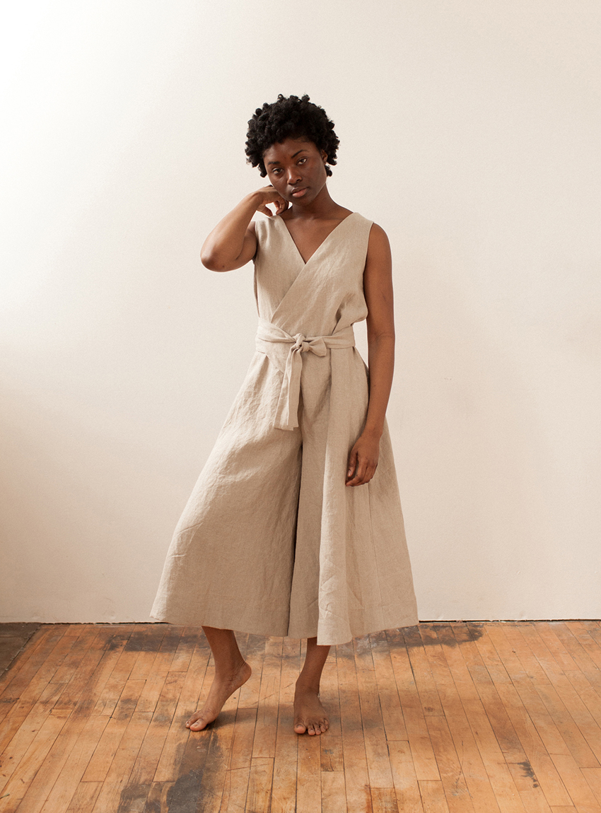 Linen wrap jumpsuit by Lauren Winter
