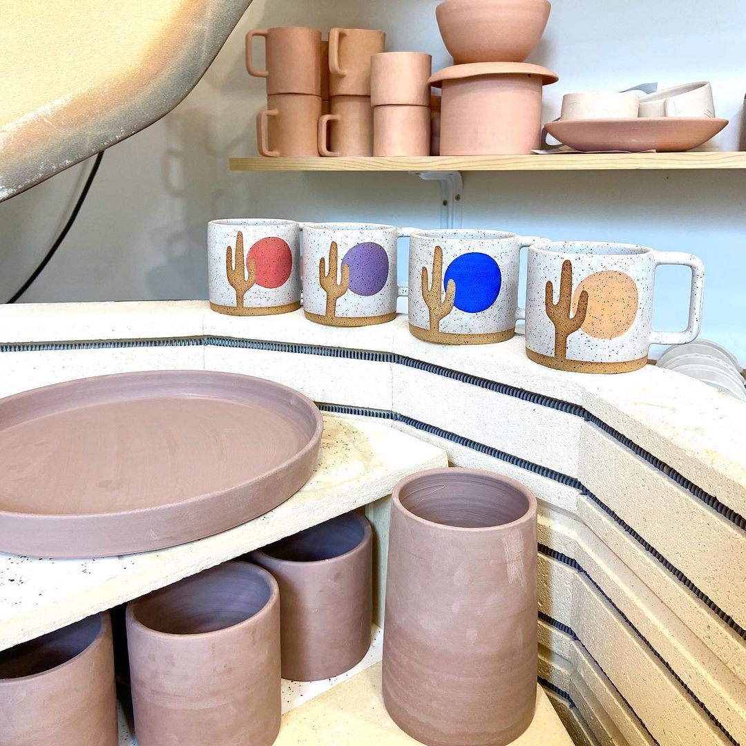 Rachael Williams ceramics cactus mugs
