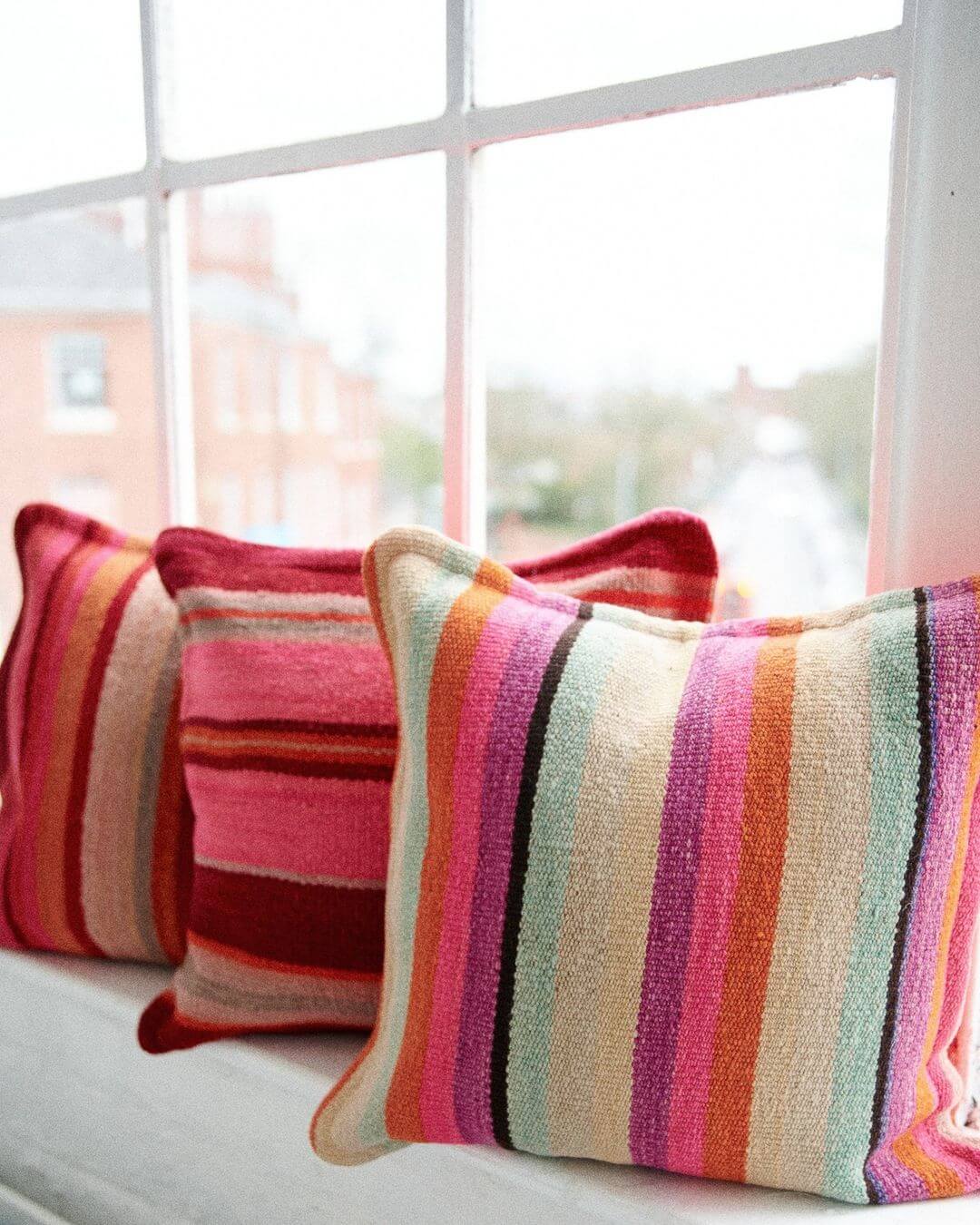 striped pillows living room decor by woven rosa