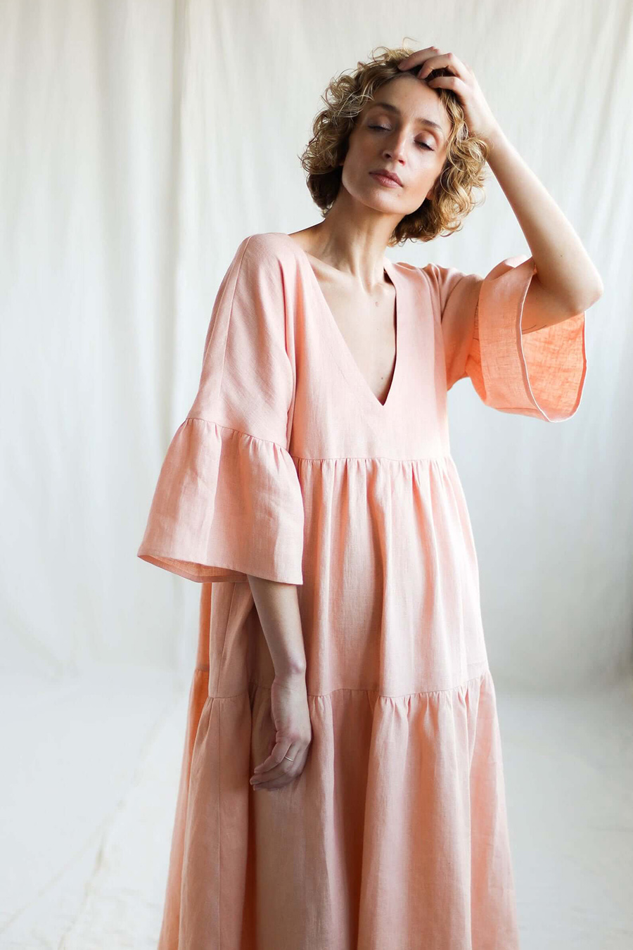 Pink Linen Dress by OffOn
