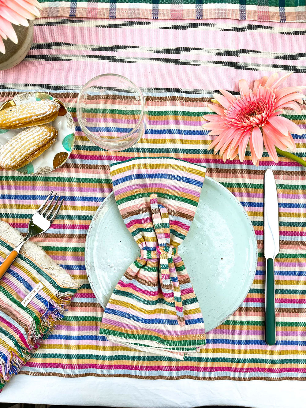 Archive's rainbow napkins and table runner