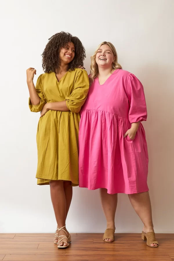 custom pink and green cotton dress by oge ajibe