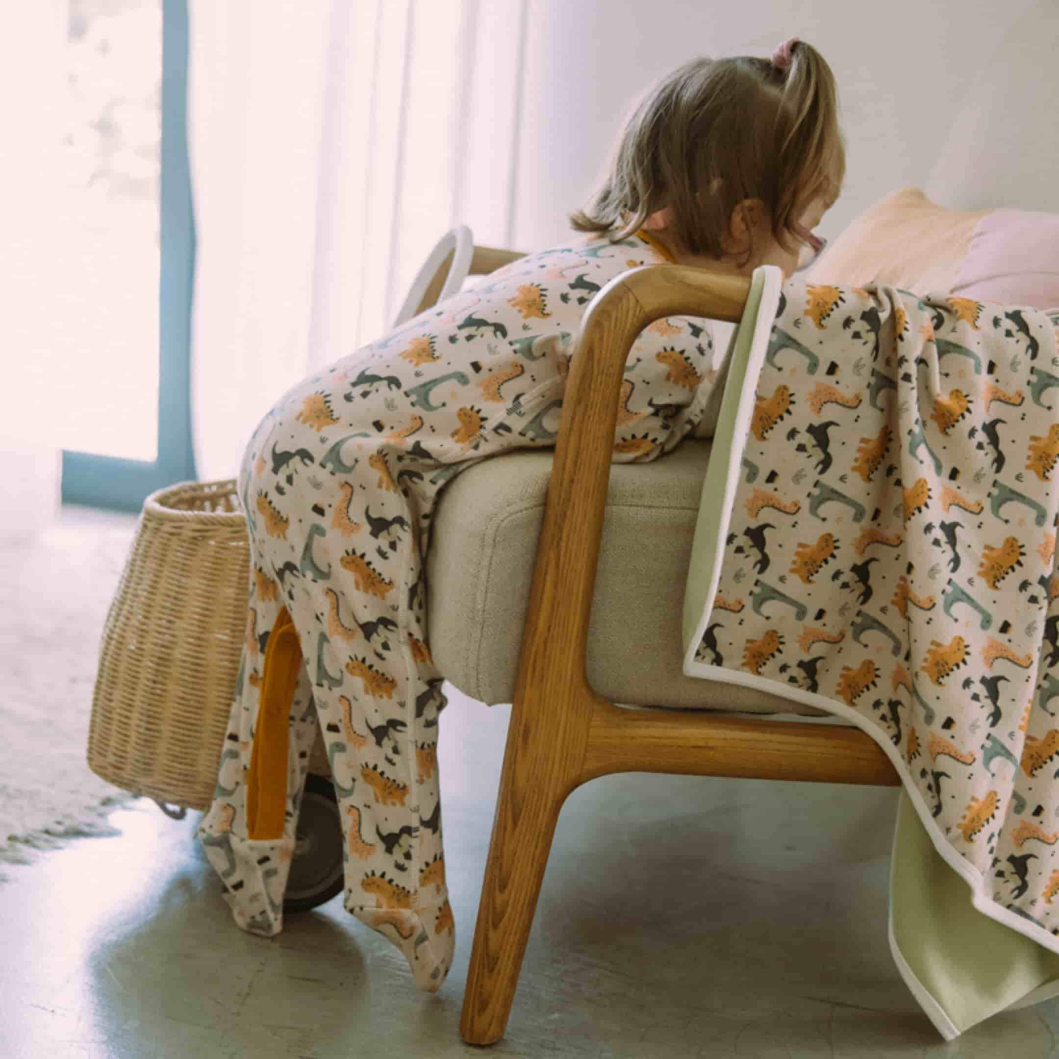 Girl wearing Organic Cotton Baby Sleeper, 2-Pack from sustainable children's brand Treehouse Kids