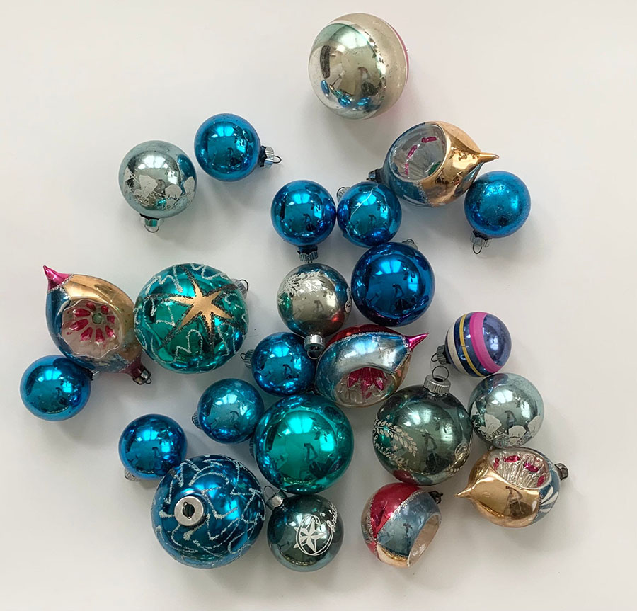 Blue Christmas ornaments on Etsy via eco club