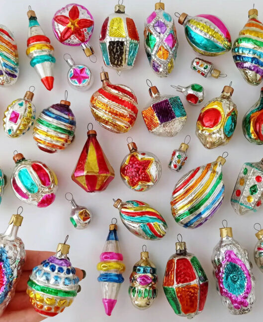 rainbow vintage ornaments