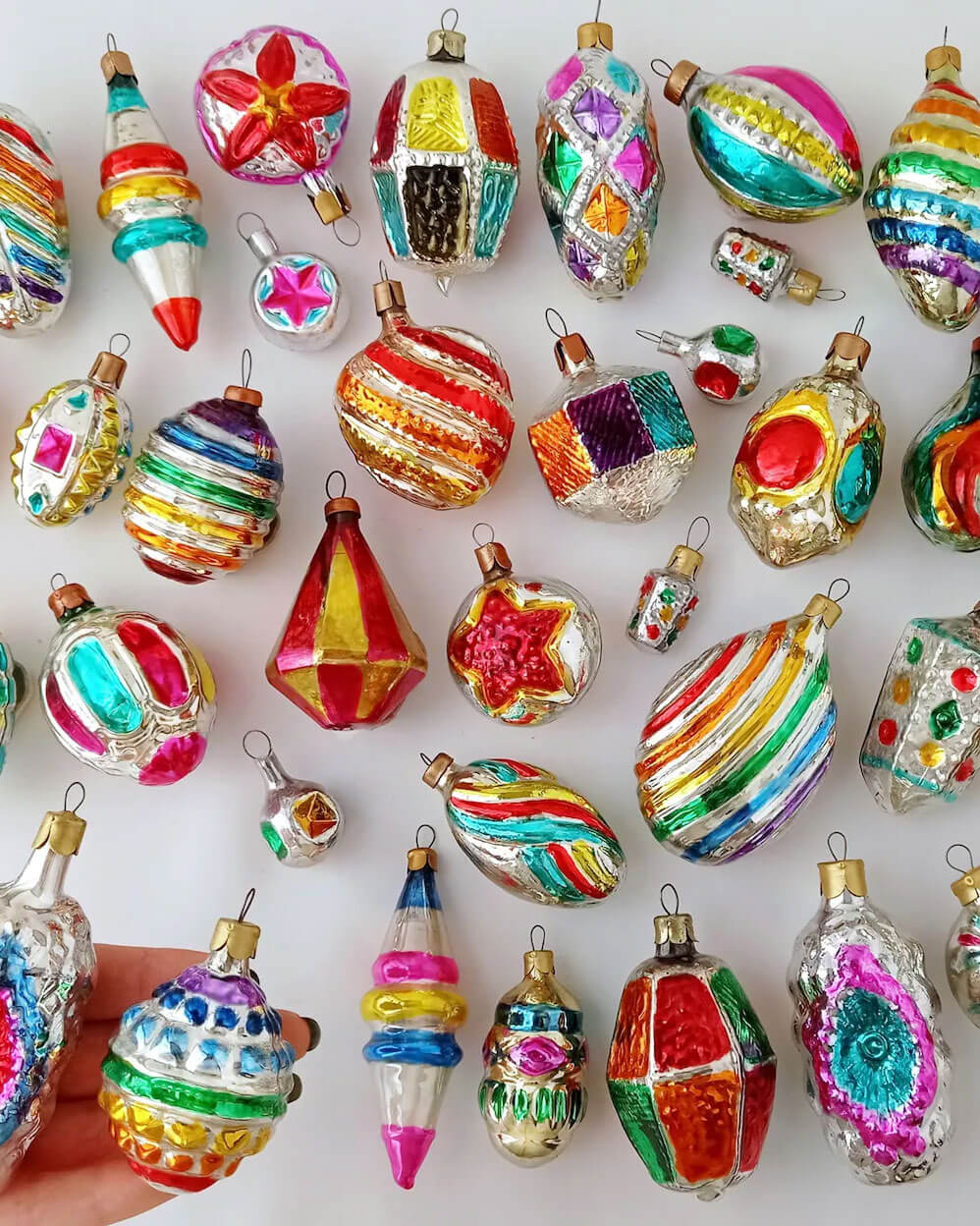 rainbow vintage ornaments