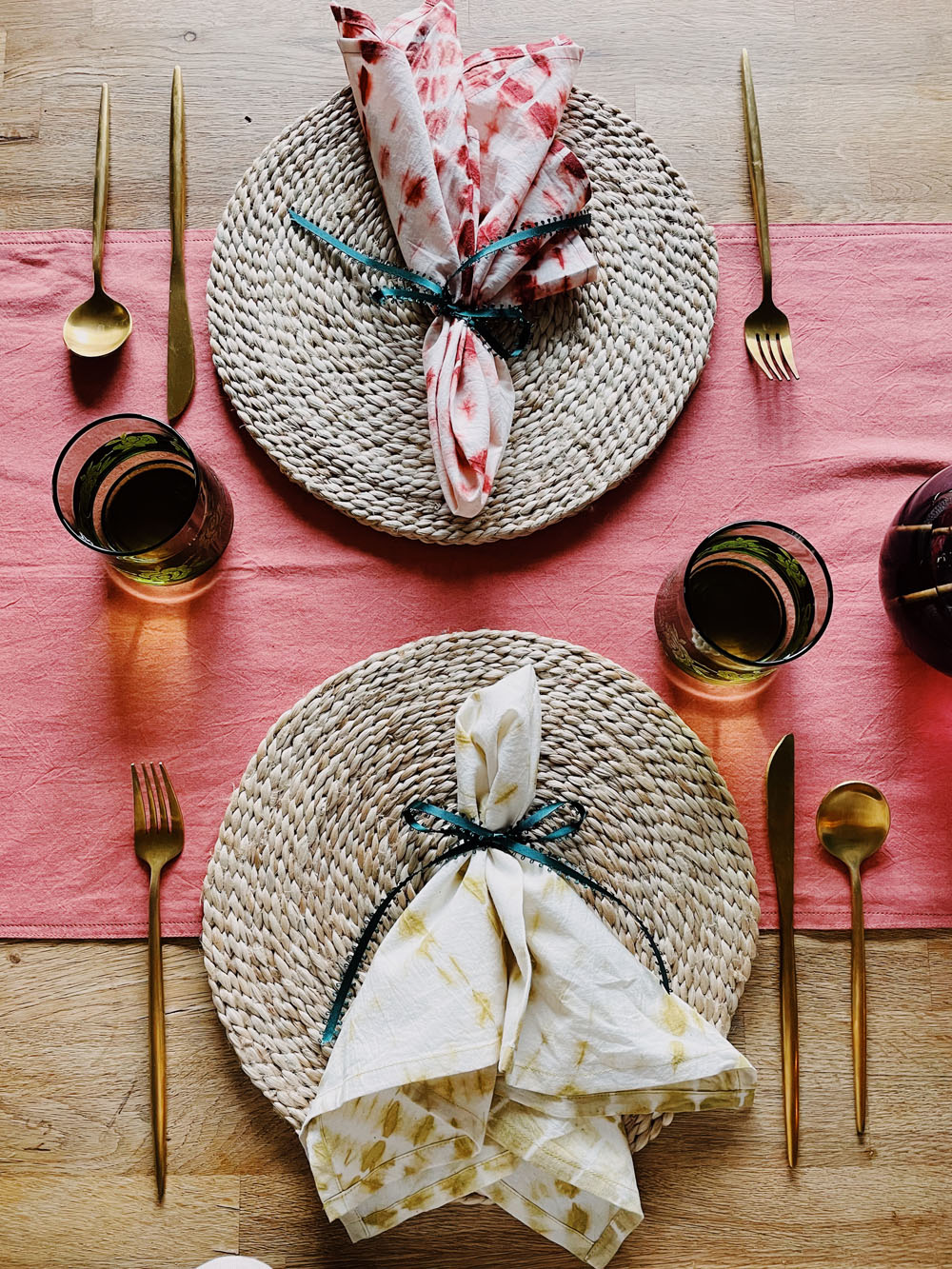 Colorful Holiday Table Ideas | Indigo Dyed Napkins from TerraKlay