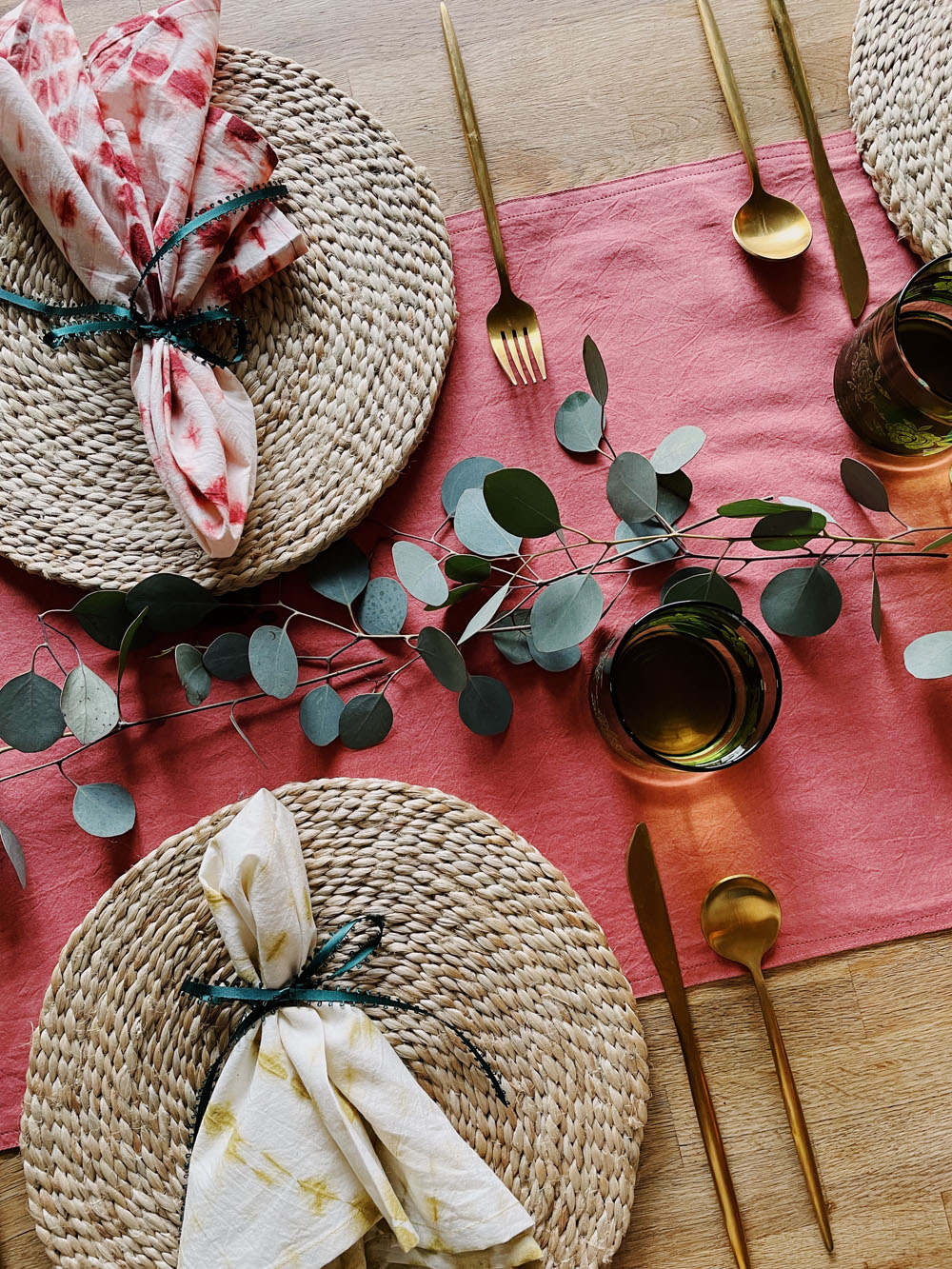 Colorful Holiday Table Ideas | Indigo Dyed Napkins from TerraKlay