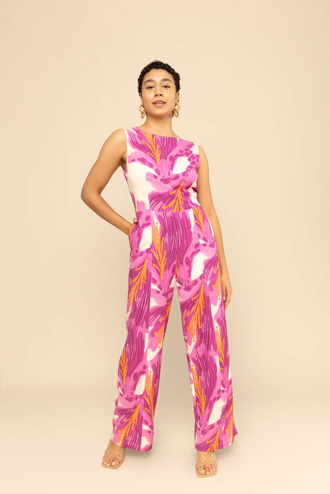 pink and orange Cora boatneck jumpsuit from Mixed