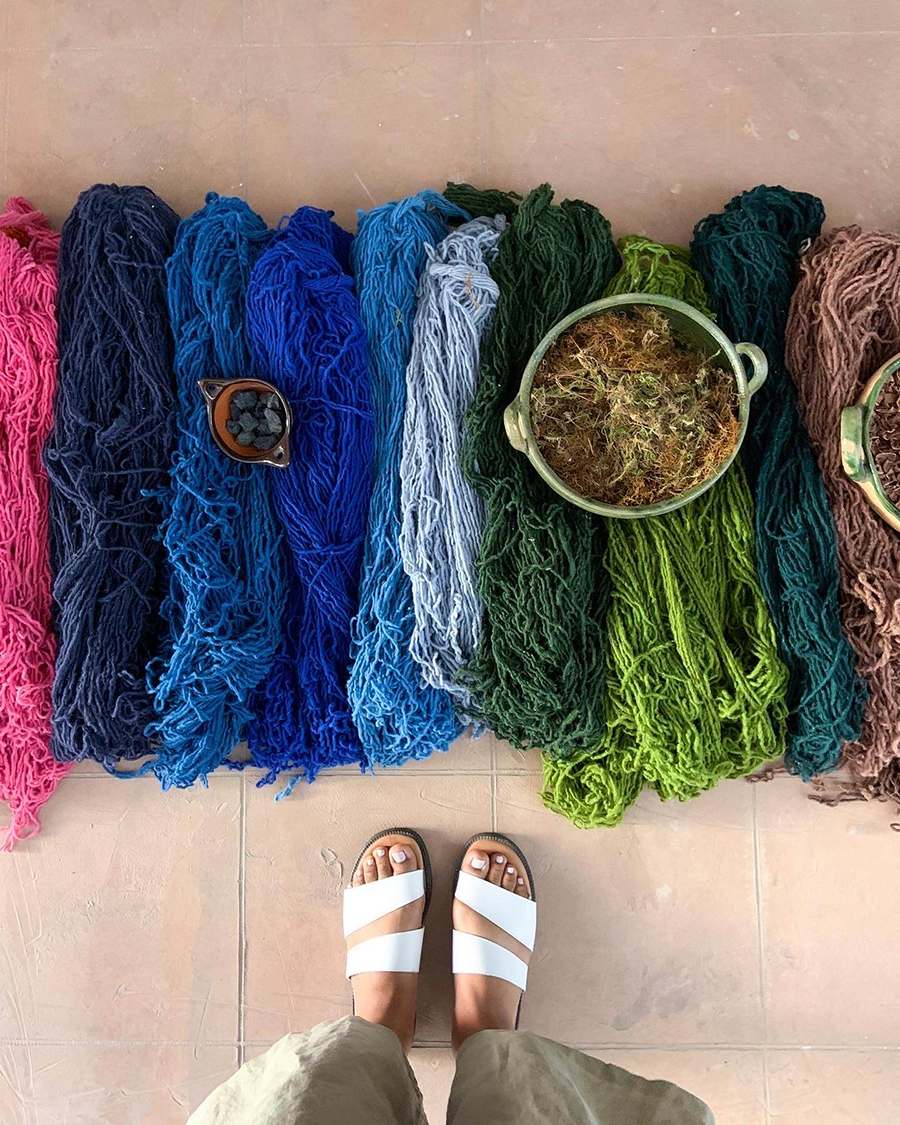 rainbow of yarn in naturally dyed colors