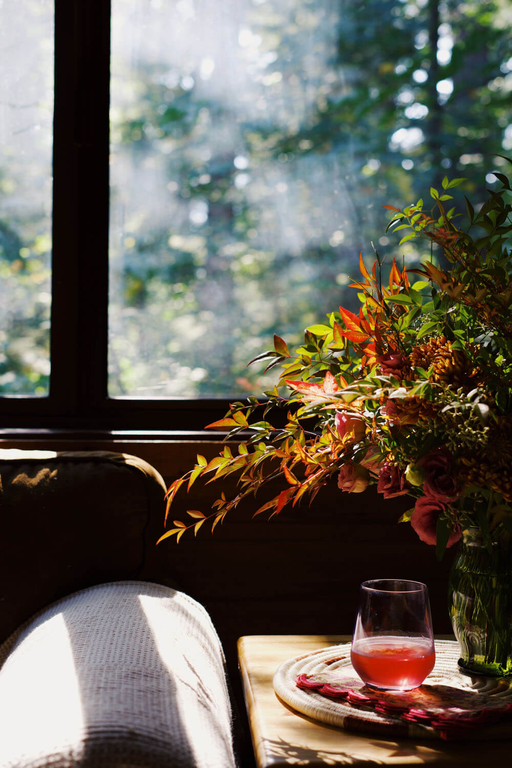 fall florals in airbnb cabin