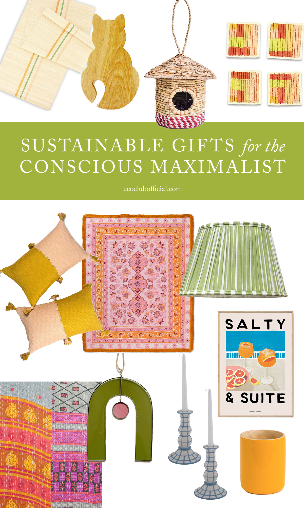 Collage of Sustainable Gifts for Conscious Maximalists