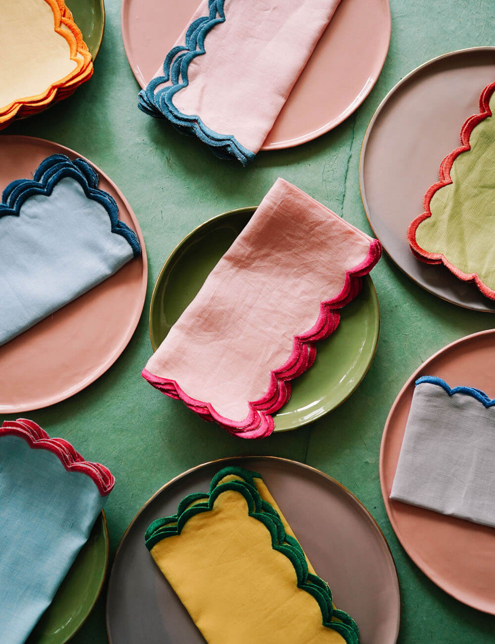colorful pastel scallop napkins from our new small shop wallflower