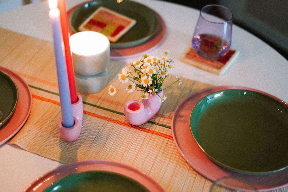 green and pink table decor - introducing our new small shop!