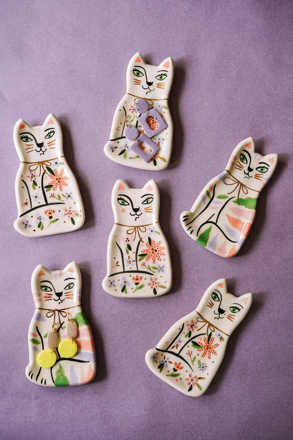 ceramic cat jewelry dishes - the cutest gift for cat lovers!