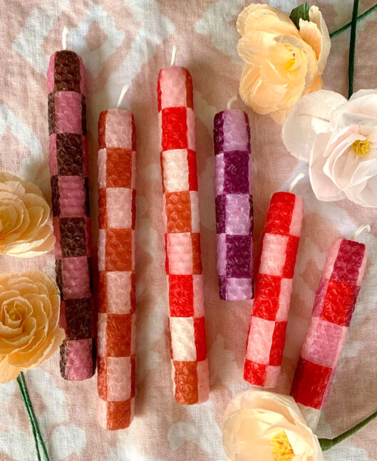 Checkered Beeswax Taper Candles anniesmakes