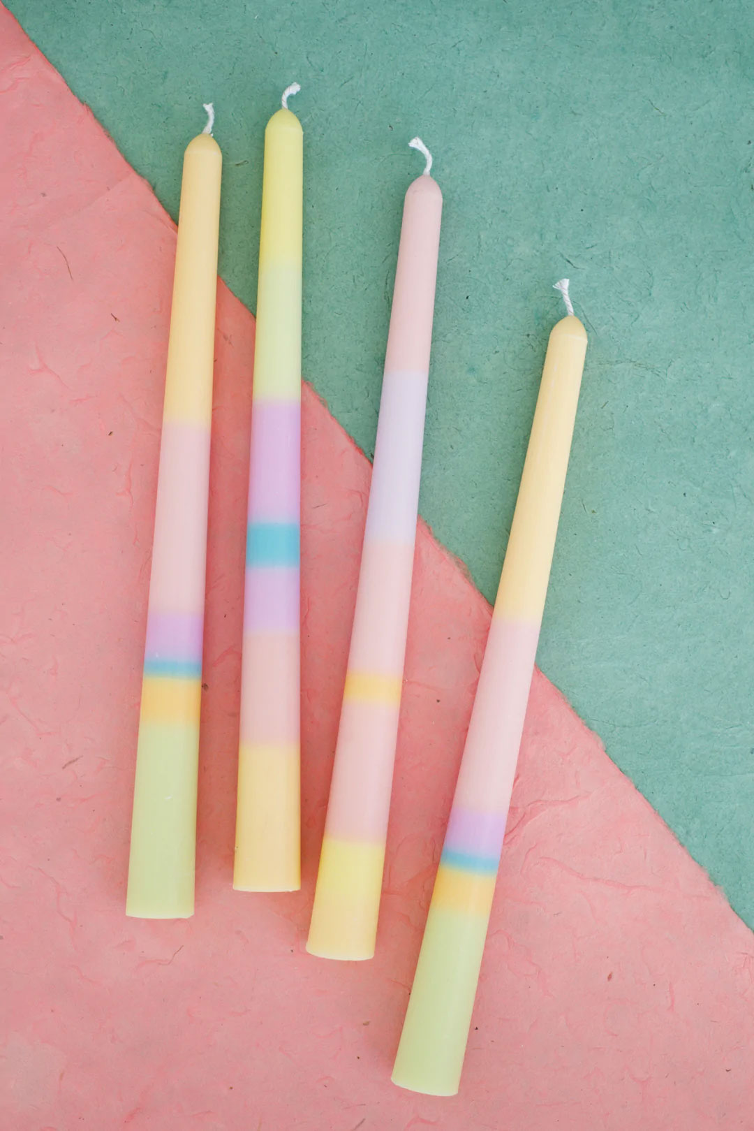 pastel colorblock taper candles