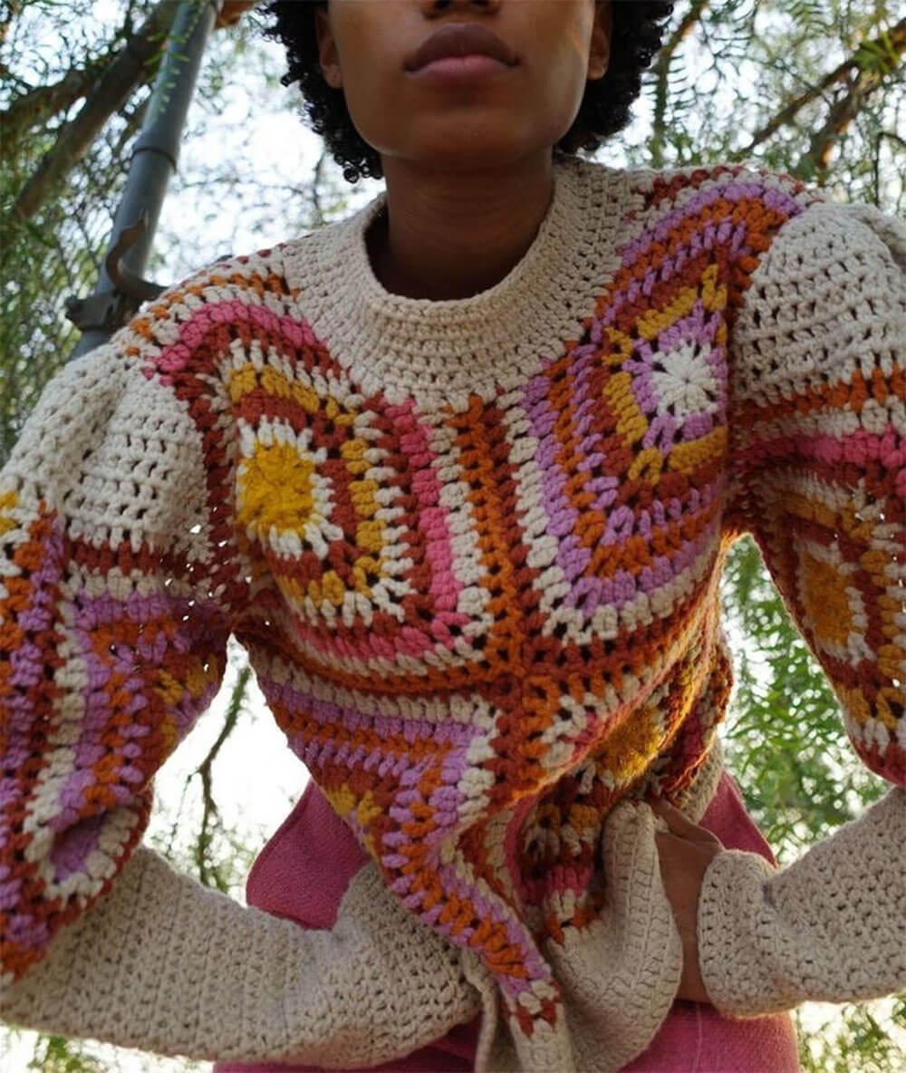crochet granny square sweater
