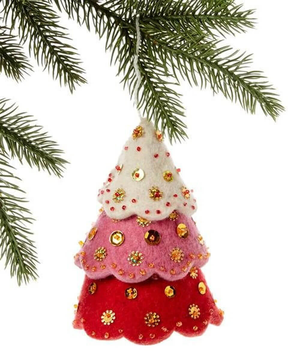 felt embellished layered christmas tree ornaments