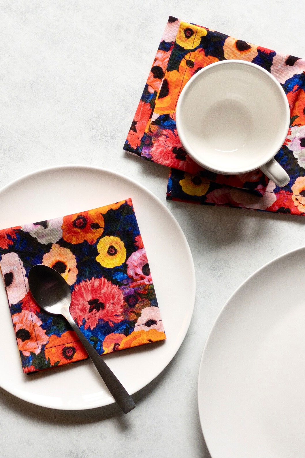 Organic Cotton Designer Cocktail Napkins, Set of 4, Poppies Print by Pascale Dilger, Handmade and Sustainable JulieChristieDesigns