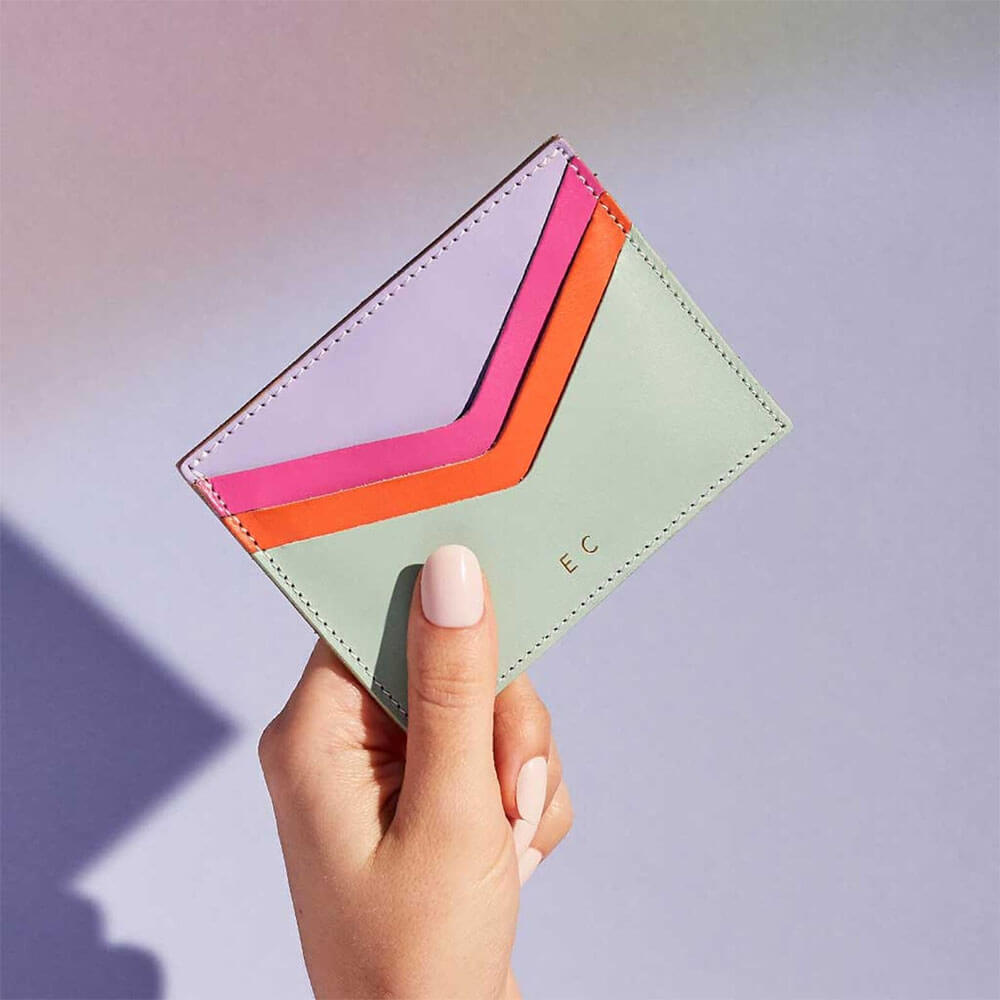 pastel leather card wallet