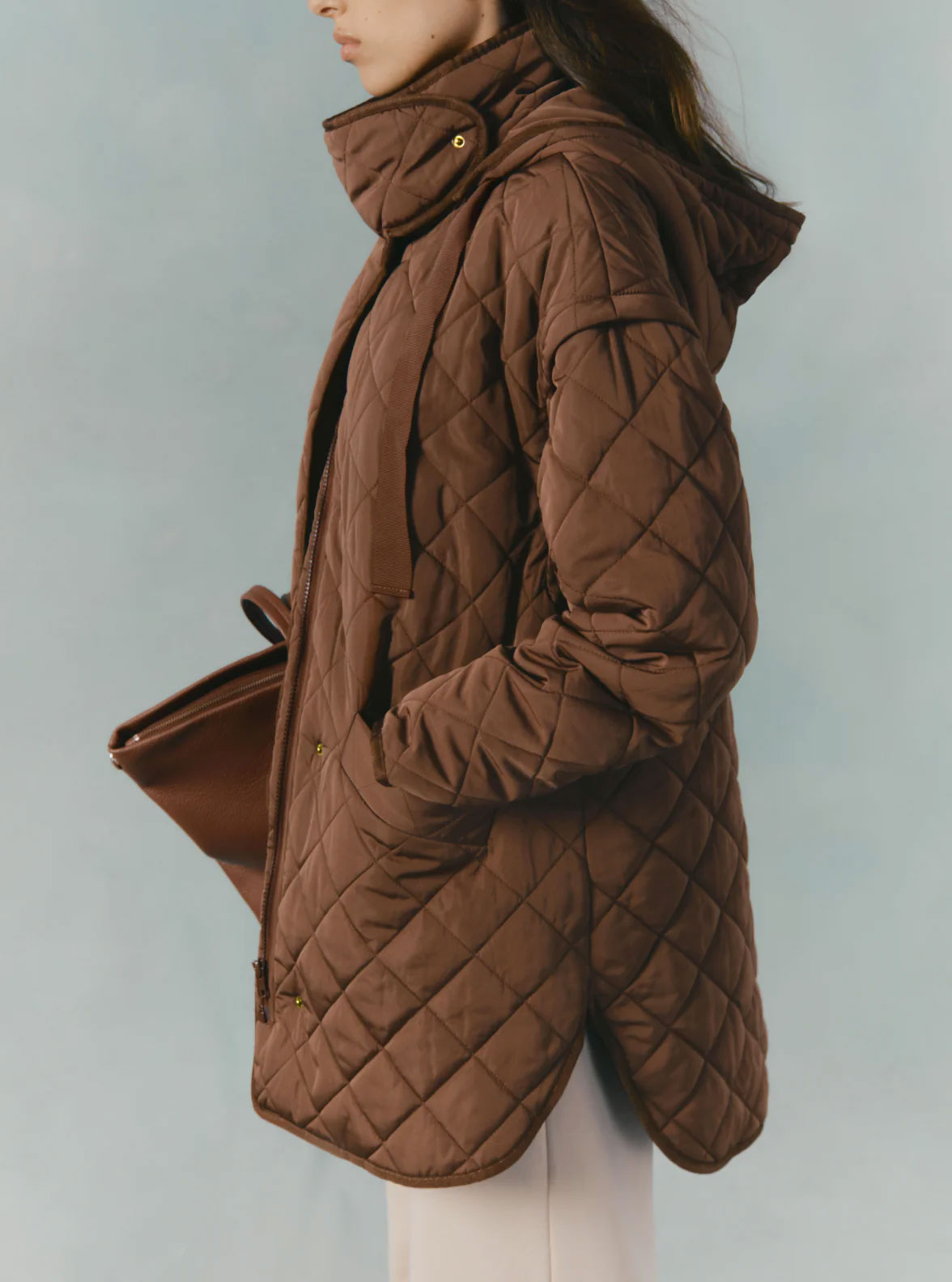 Cuyana brown sustainable puffer jackets for fall