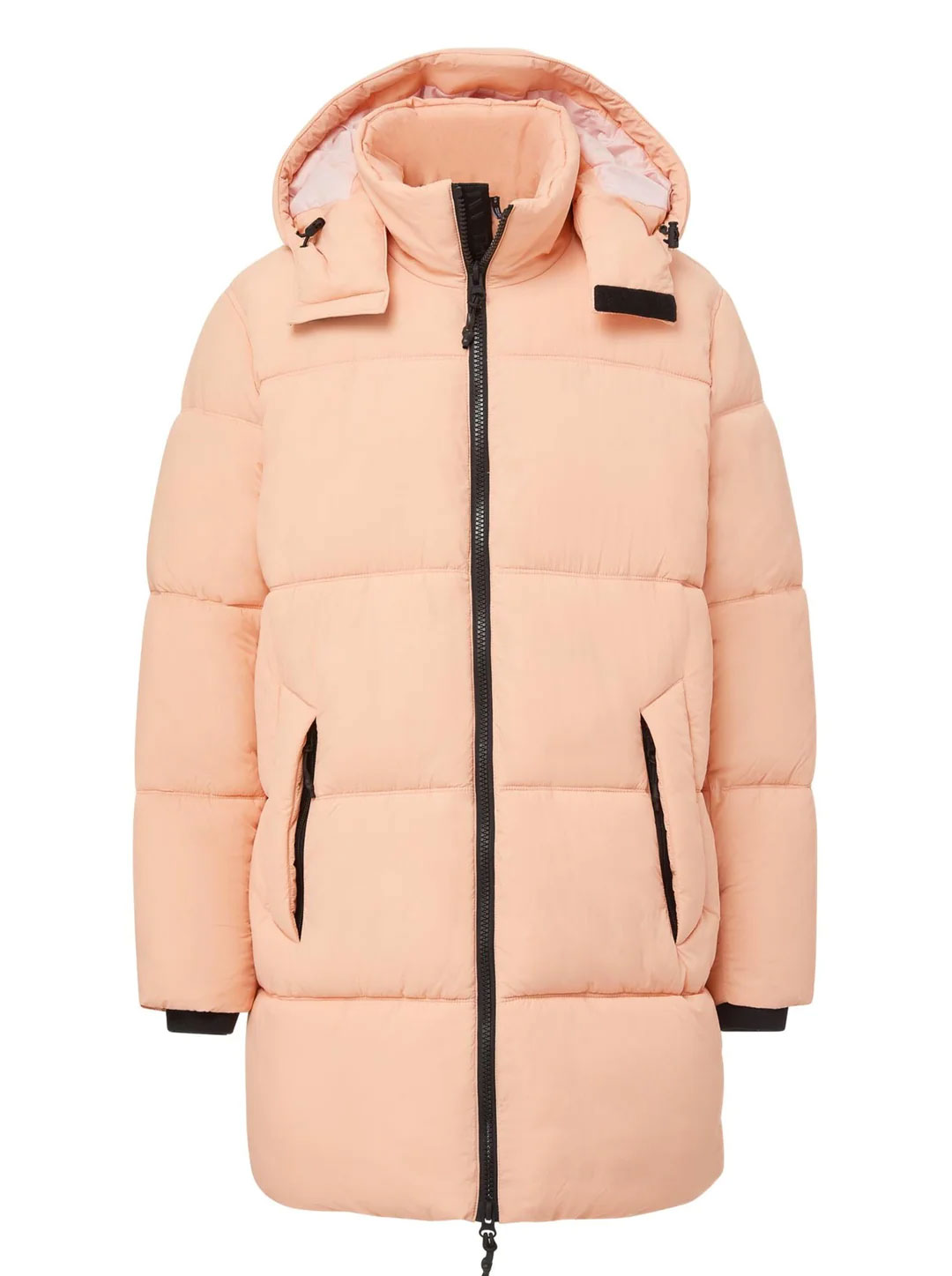 Recycled puffer jacket parka in peach pink