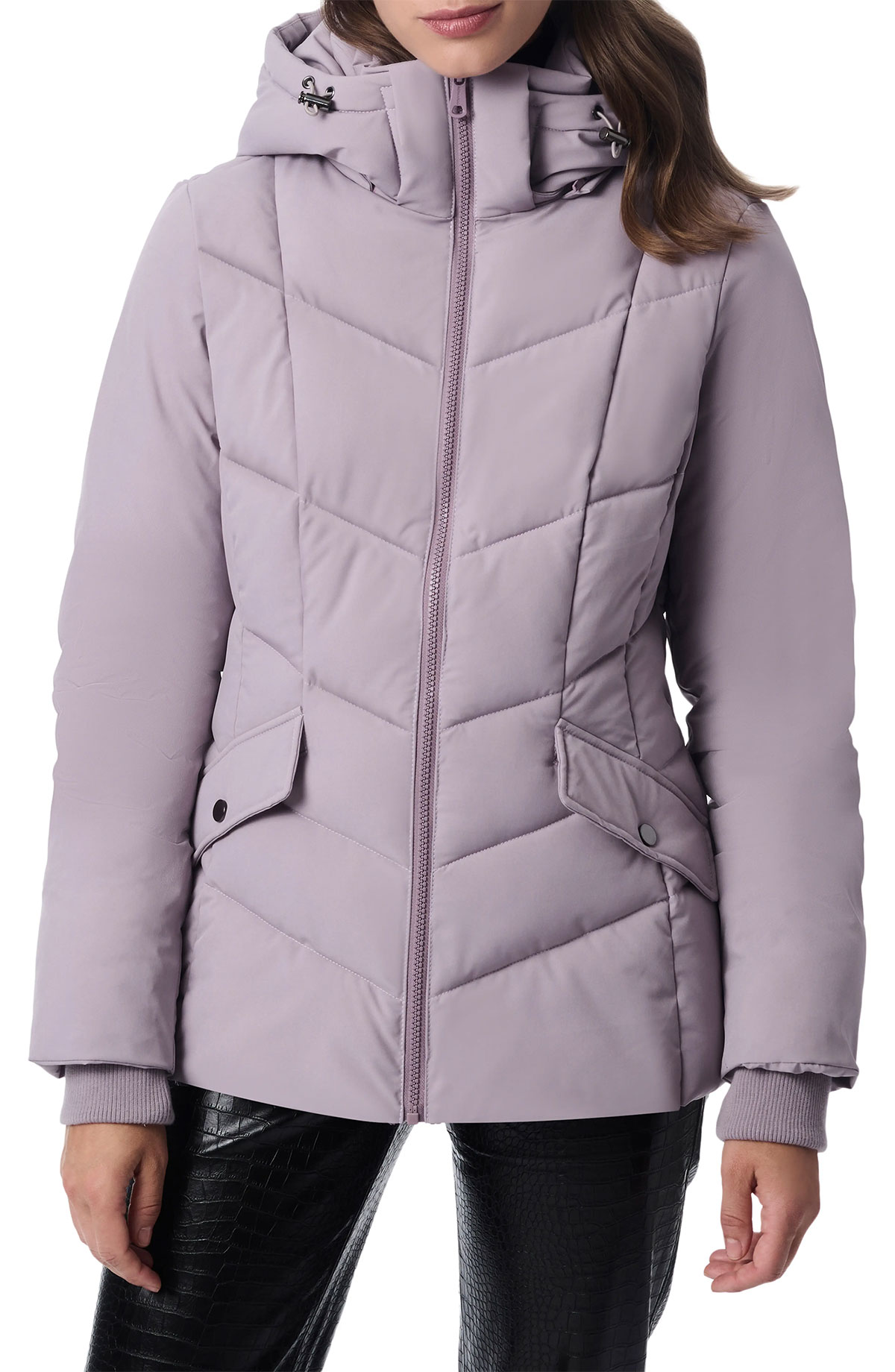 Purple 100% recycled puffer coat from Bernardo