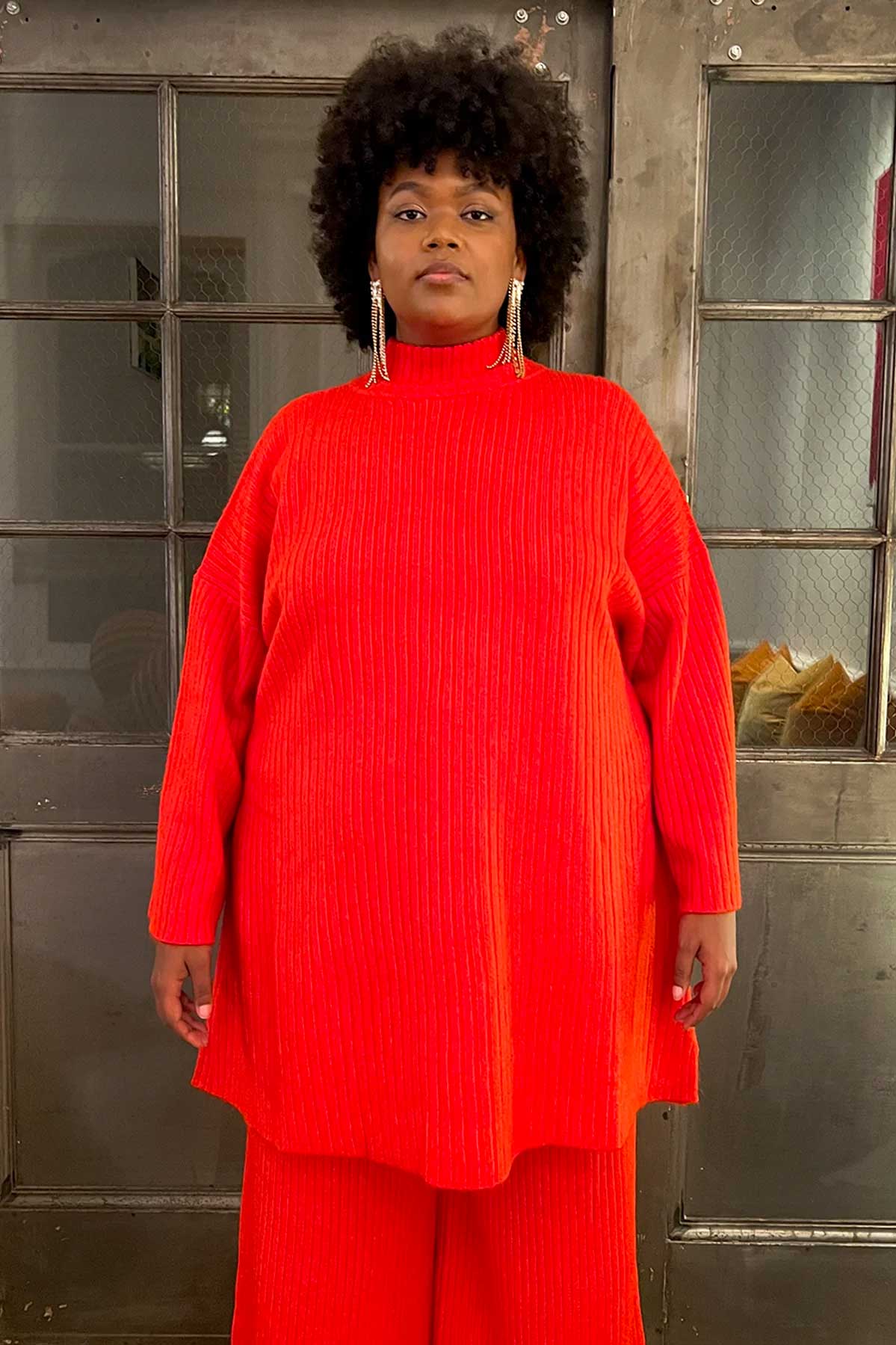 Red Sweater Dress and Pant Set from WRAY