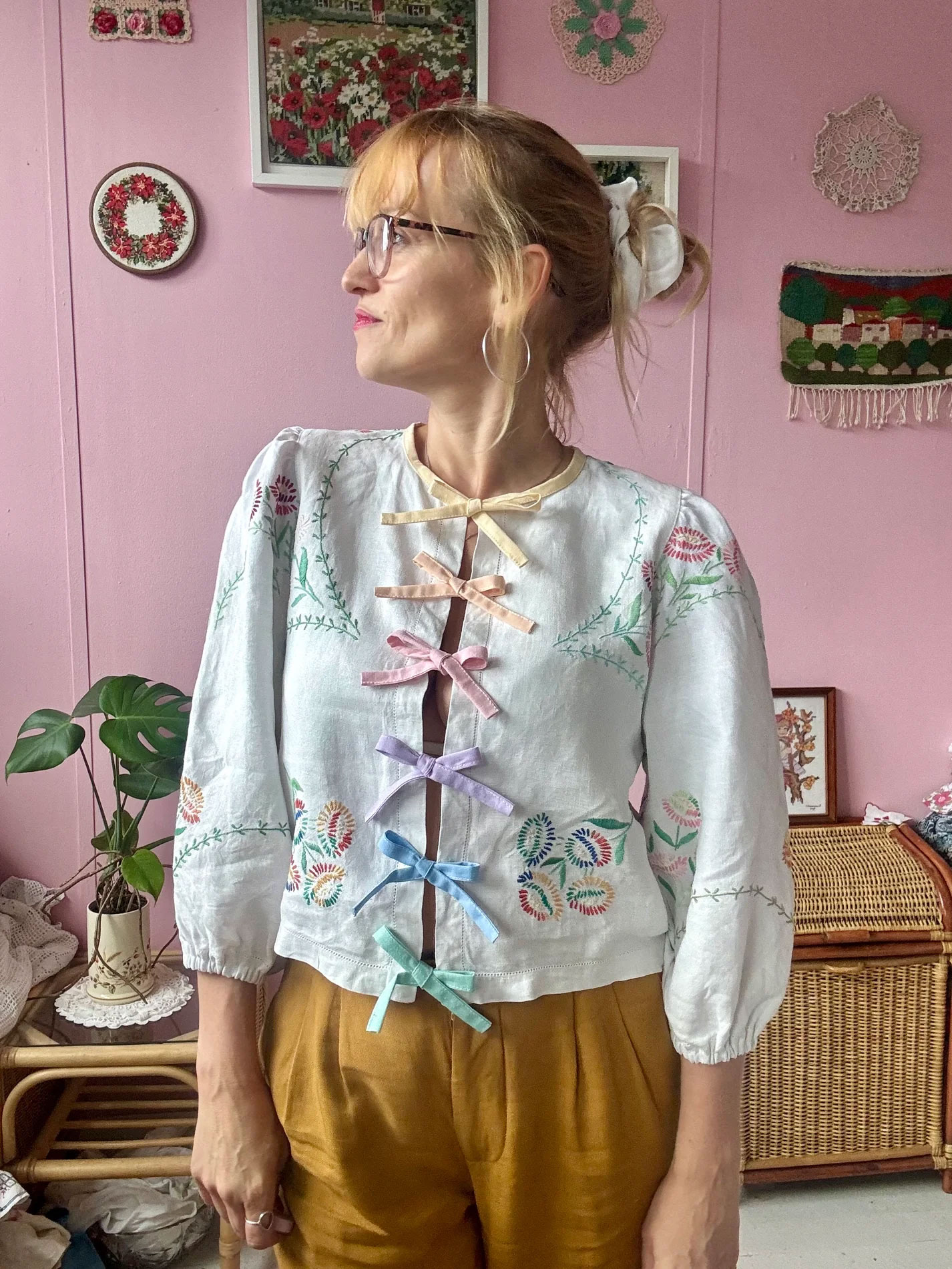 bow rainbow blouse by slow fashion brand Tipsy Flamingo Clothes