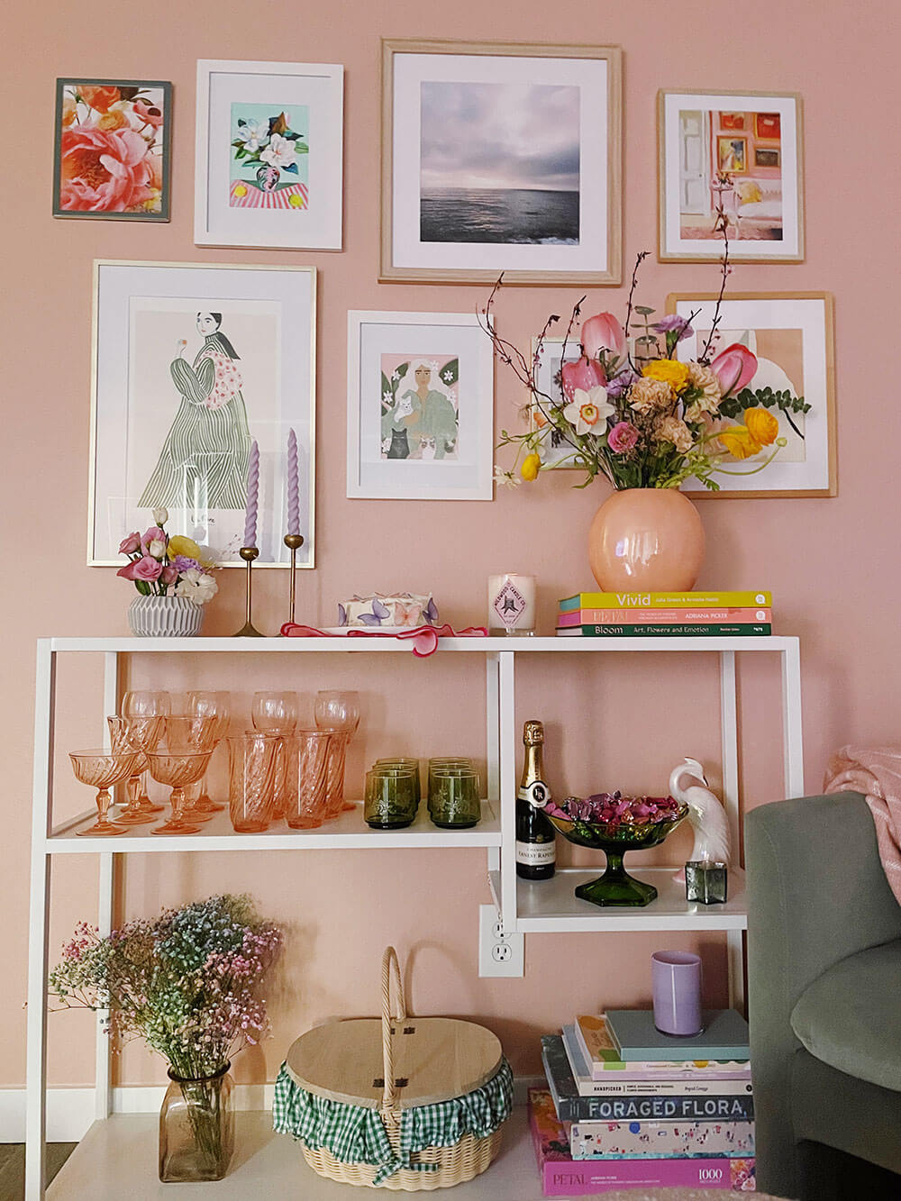 Painting a Pink Accent Wall with Clare Paint / Art gallery wall