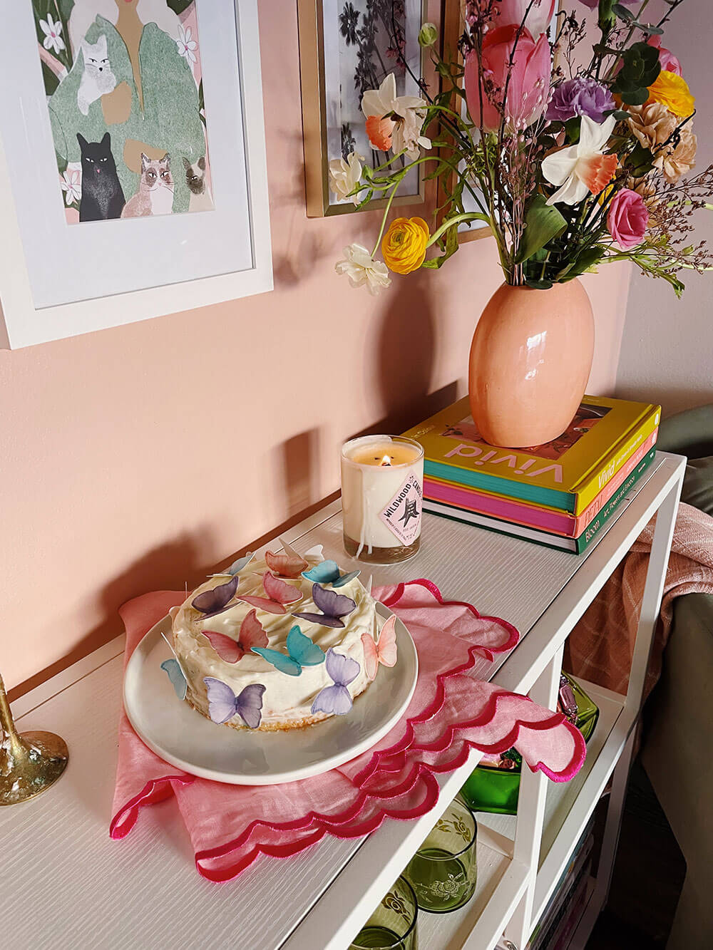 butterfly cake / pink wall in Meet Cute by Clare paint