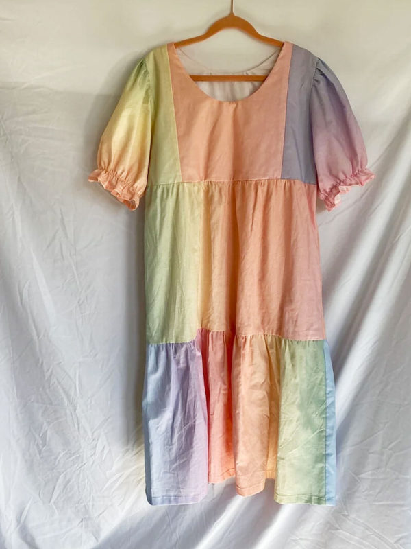 pastel rainbow dress by Isabella Eve Apparel in eco club sustainable directory