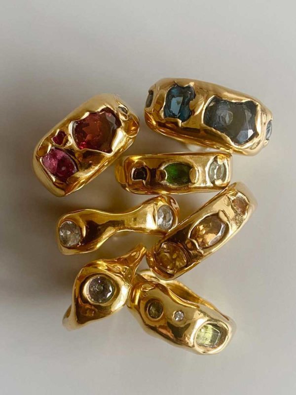 Gemstone rings by sustainable jewelry brand Yara Sophia