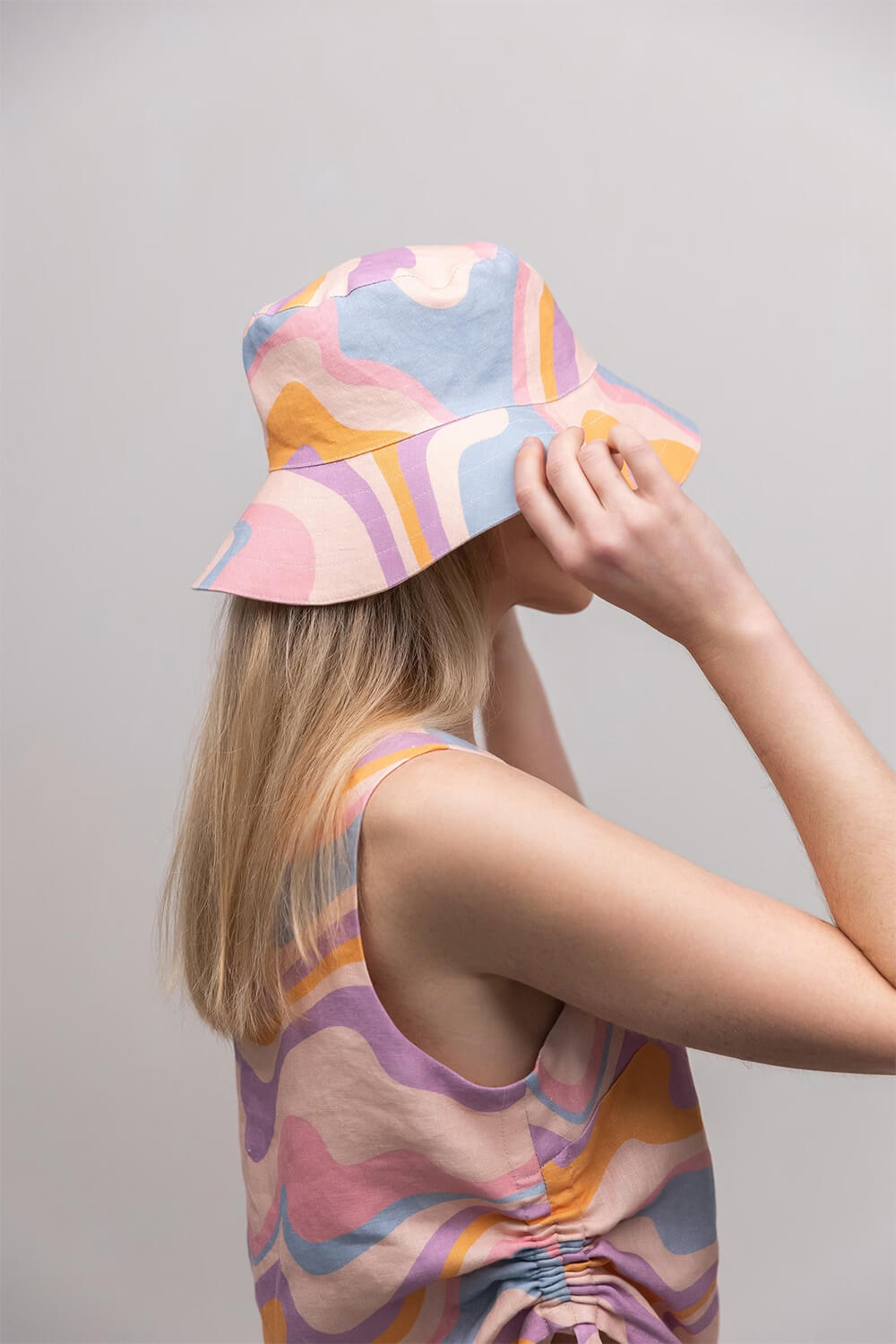 pastel pattern linen summer hat