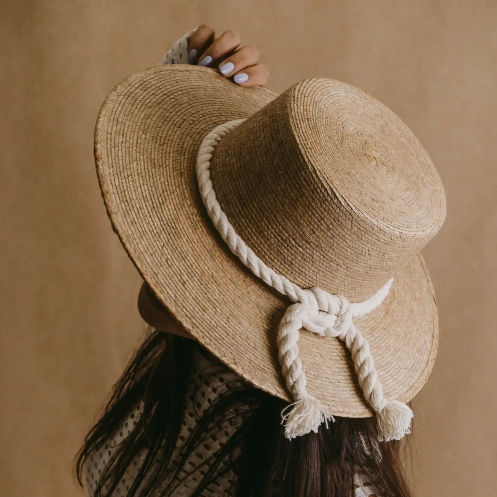 artisan woven wide brim summer hat with rope by SandovalHatsMexico