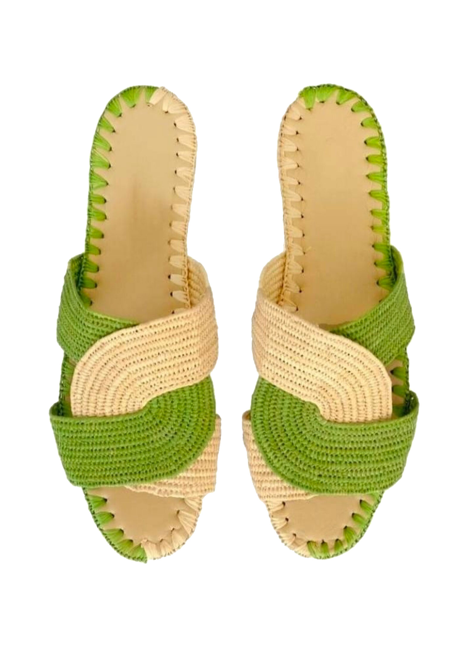 chokranmaroc raffia slides green