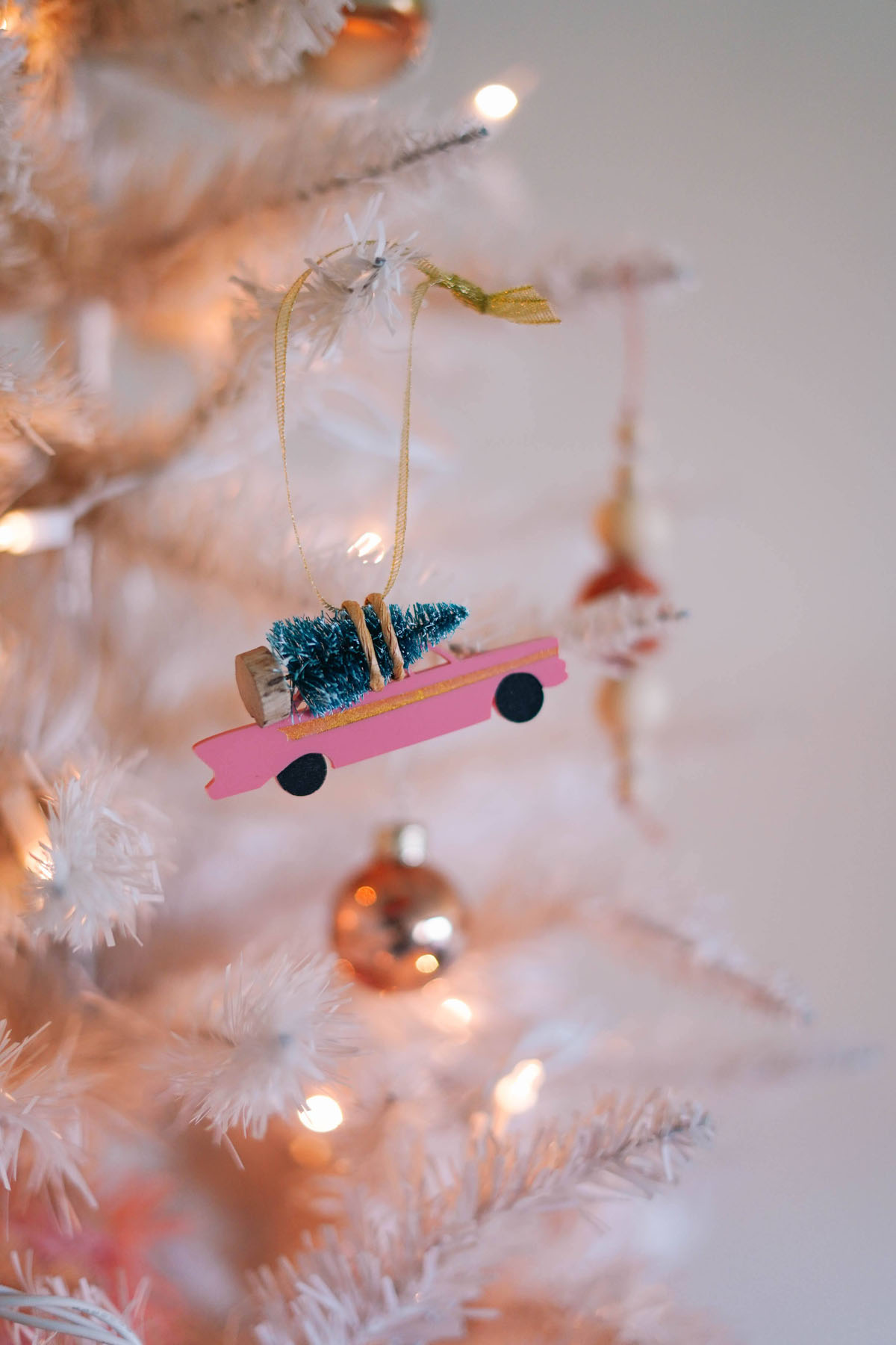 retro pink christmas ornament car - where to buy eco friendly christmas decor