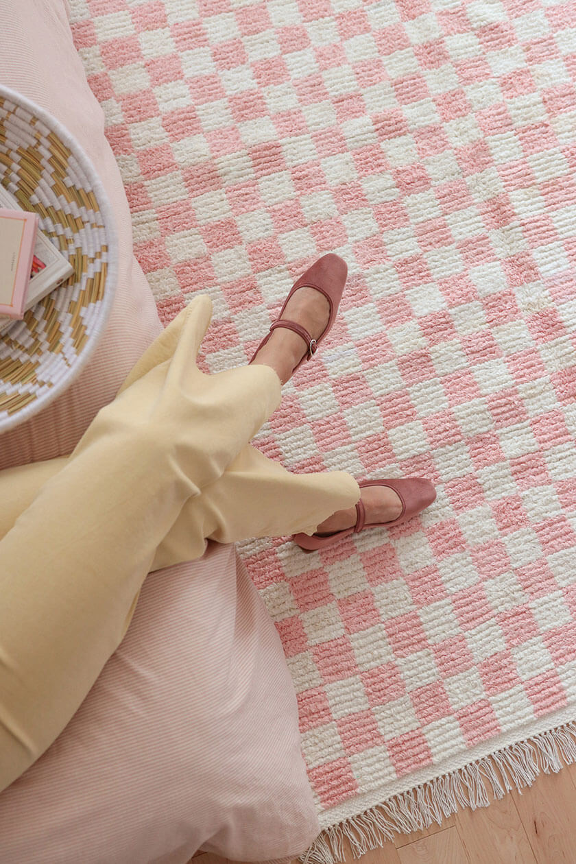Baba Souk pink checker Moroccan rug
