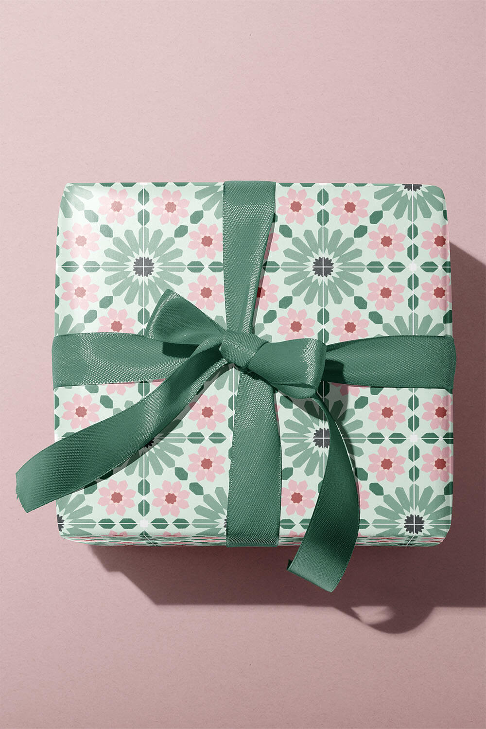 creative gift wrap ideas and eco friendly christmas decor - moroccan inspired green and pink wrapping paper