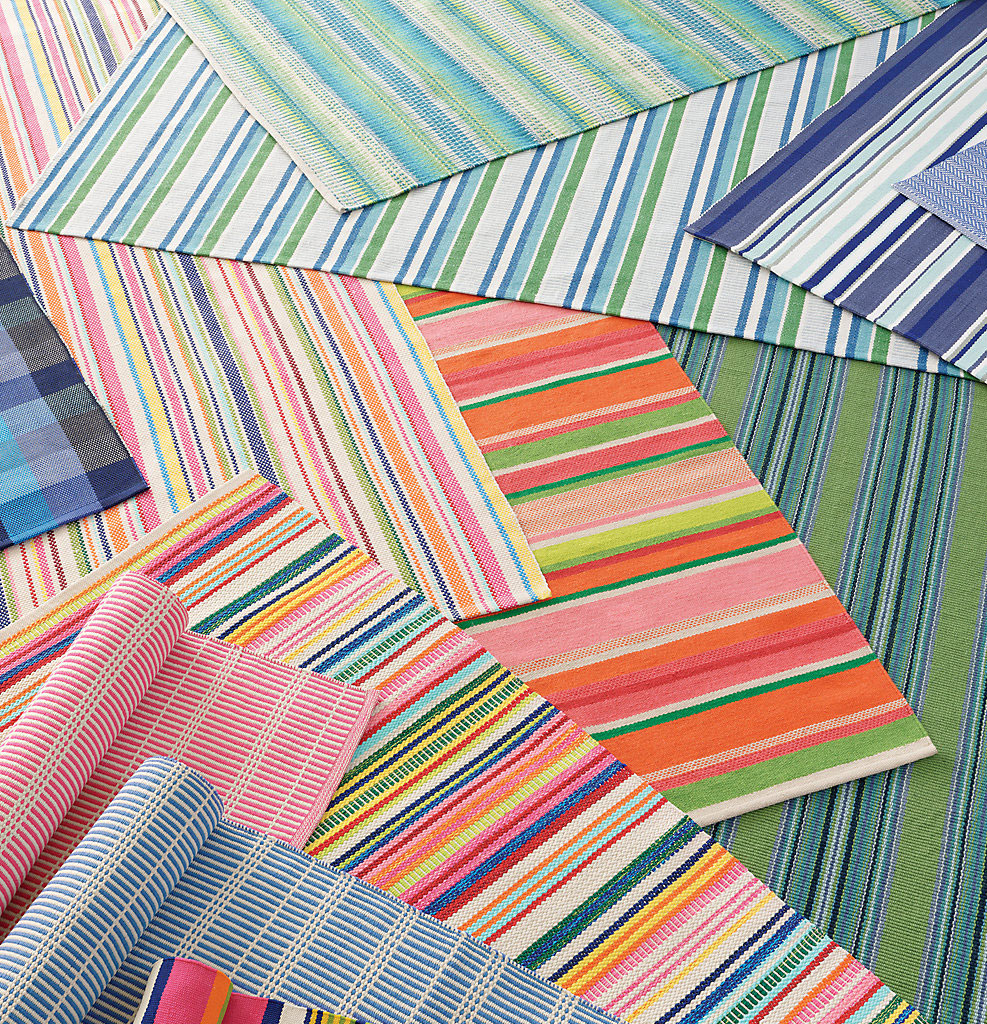 colorful striped recycled outdoor rugs