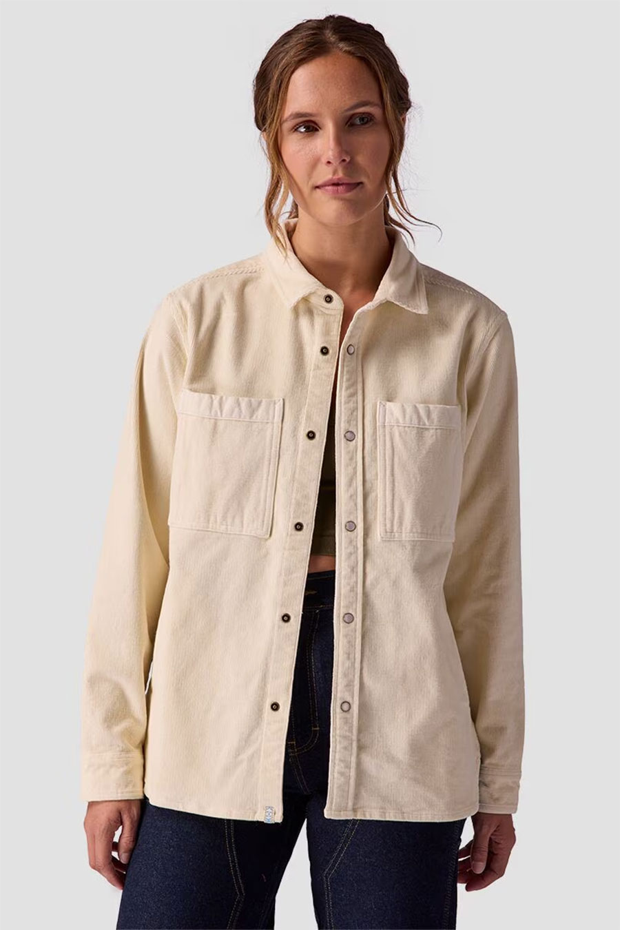 Beige Corduroy Womens Shirt Jacket 