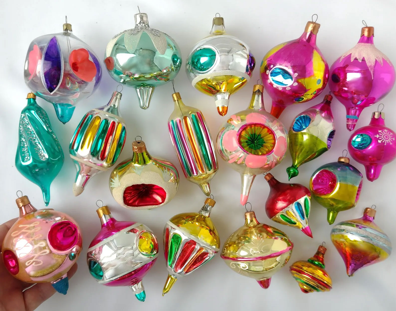 Unique vintage christmas ornaments rainbow by VintageGlassDecors
