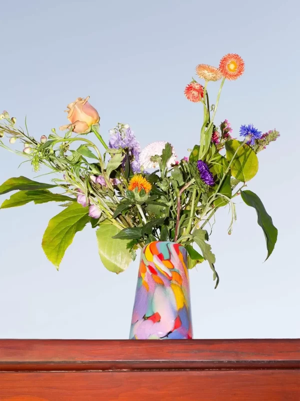 Maria Ida Glass Blown Rainbow Crackle Vase - Conscious Maximalist Decor