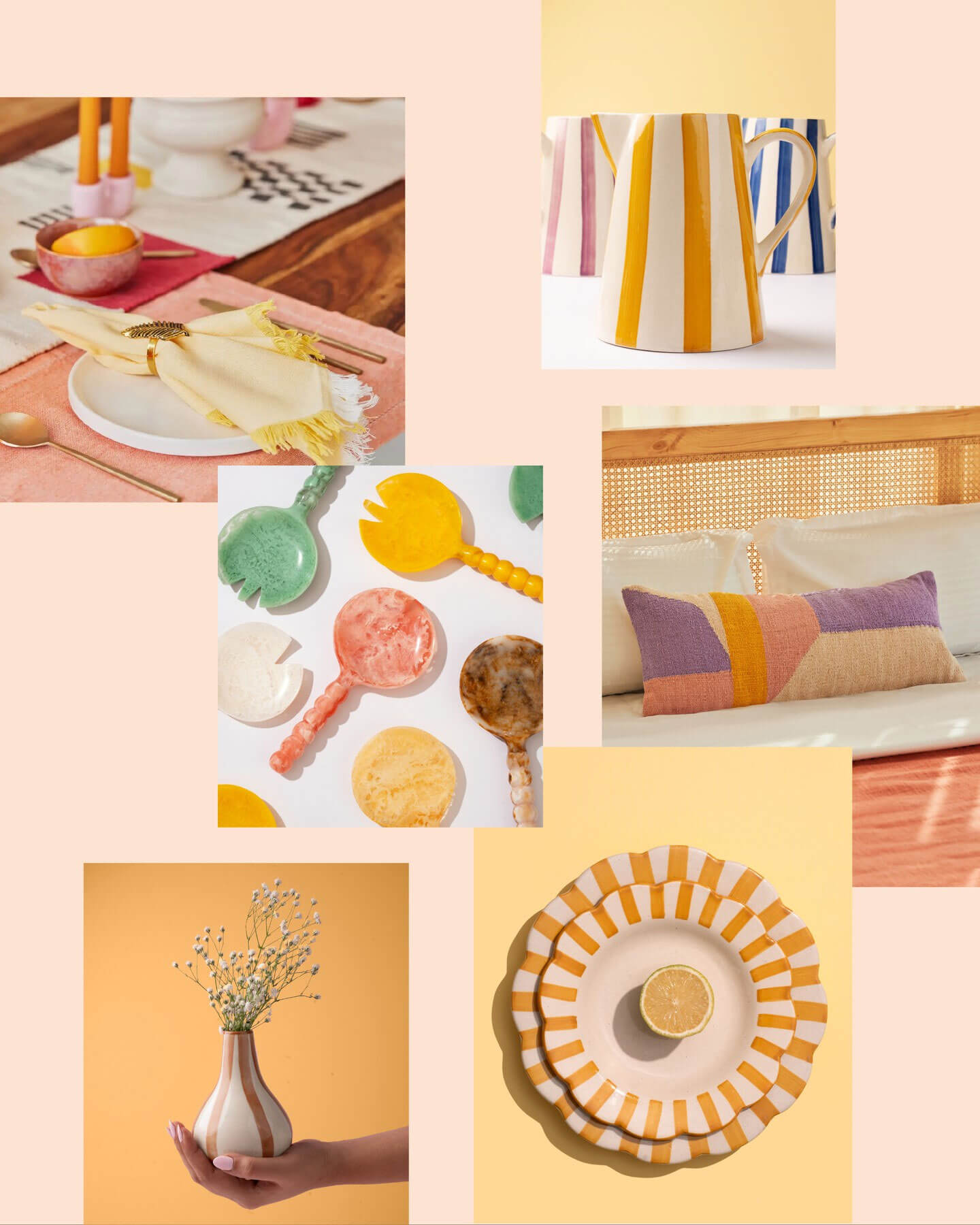 collage of pastel boho home decor by casa amarosa