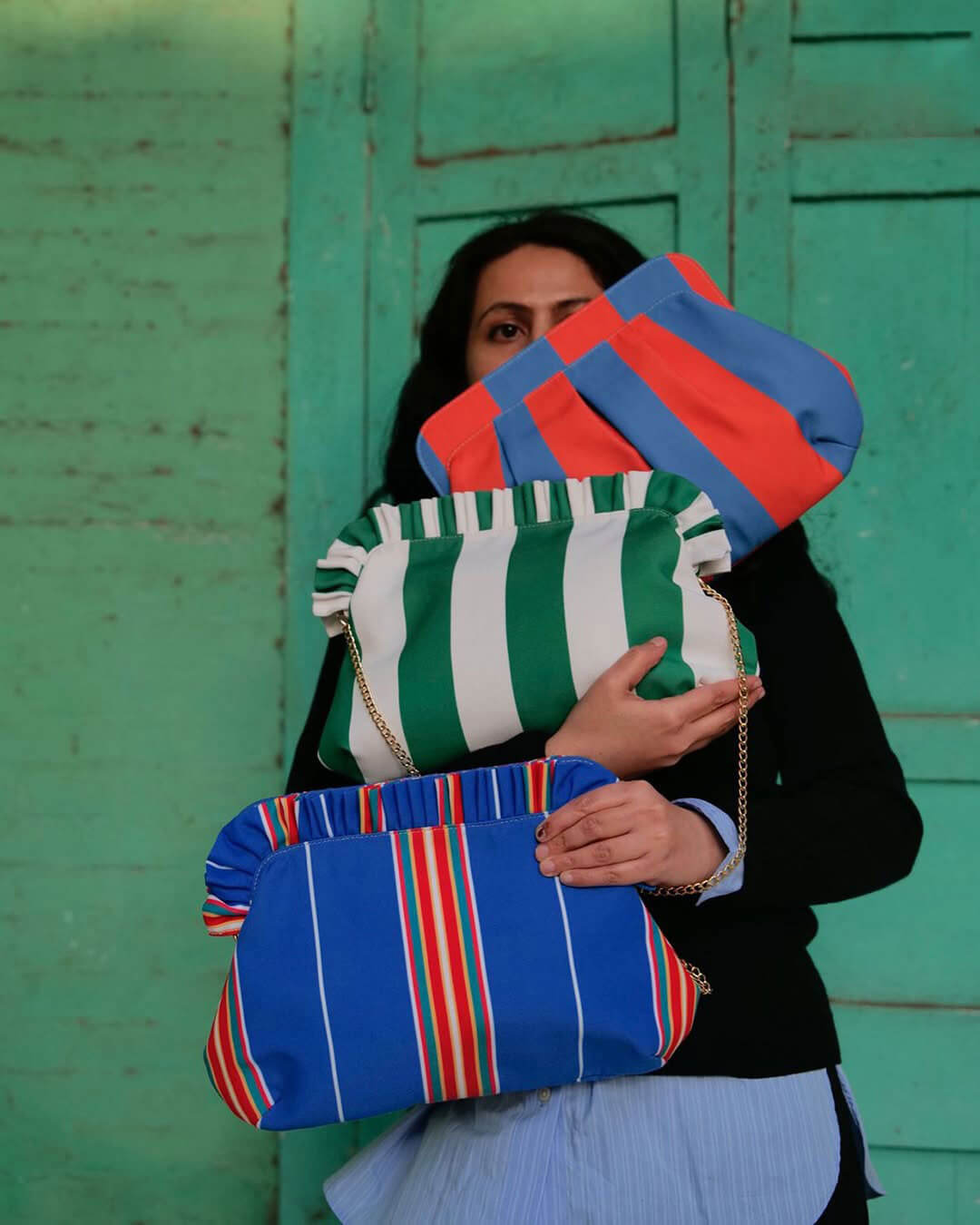 colorful striped purses by casa amarosa