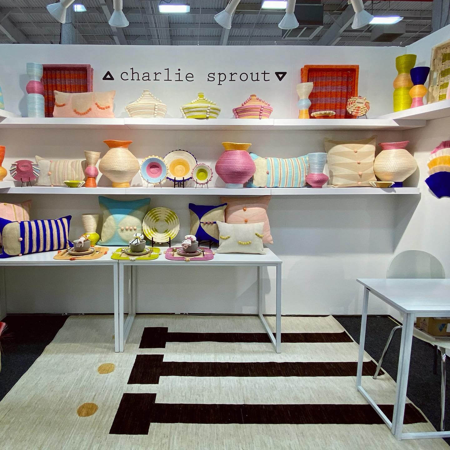 pink pastel baskets and rug by luxury home decor shop charlie sprout