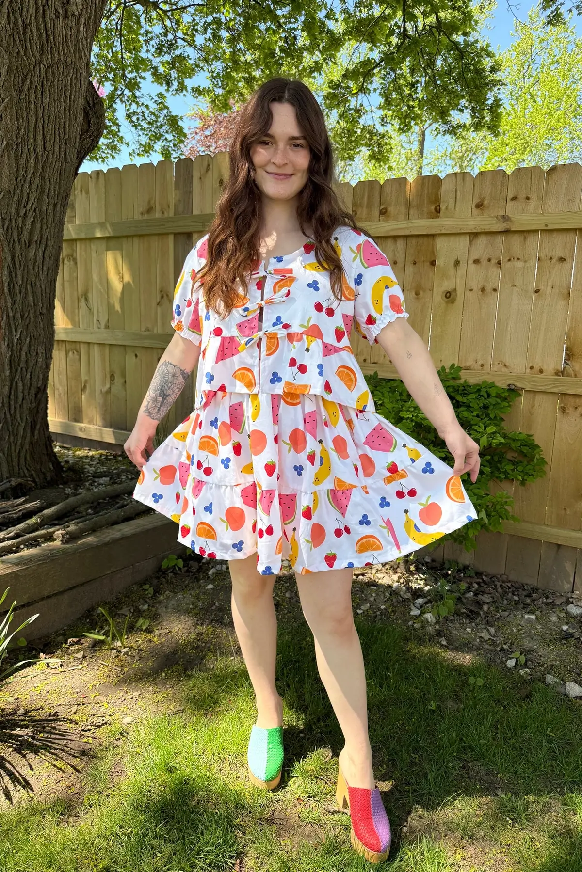 fruits print skirt and top by isabella eve apparel