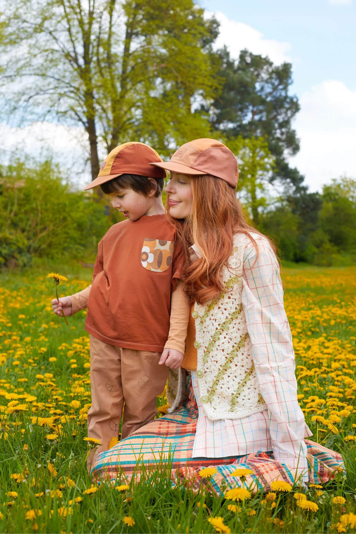 cute kids hat and matching cap for mom