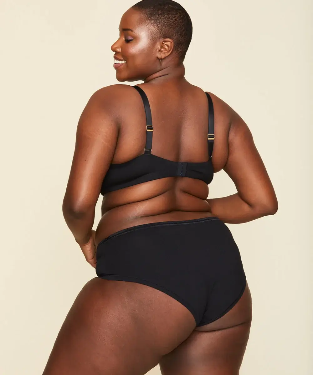 black organic cotton bra and panties by subset underwear